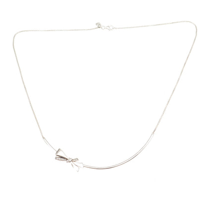 Pandora 925 Sterling Silver C Z Sparkling Bow Adjustable Collier Necklace 18"