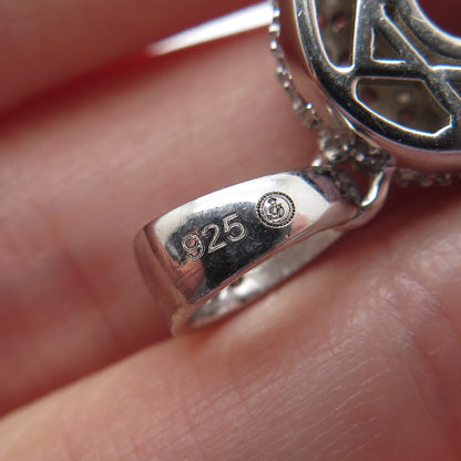 925 Sterling Silver Round-Cut C Z Sparkle Melted Letter G Initial Charm Pendant