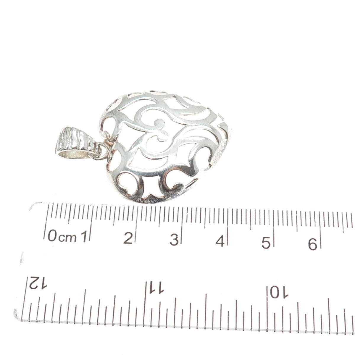 MILOR 925 Sterling Silver Vintage Italy Ornate Heart Charm Pendant