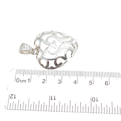 MILOR 925 Sterling Silver Vintage Italy Ornate Heart Charm Pendant