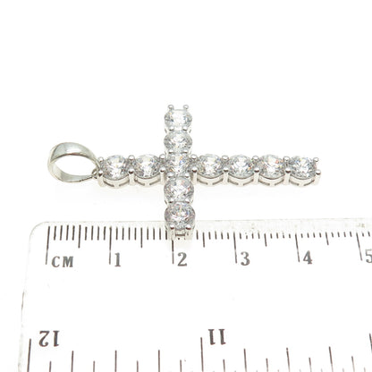 925 Sterling Silver Round-Cut Shaped C Z Cross Pendant