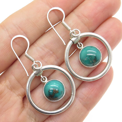 CHARLES ALBERT 925 Sterling Silver Vintage Kingman Turquoise Modernist Earrings