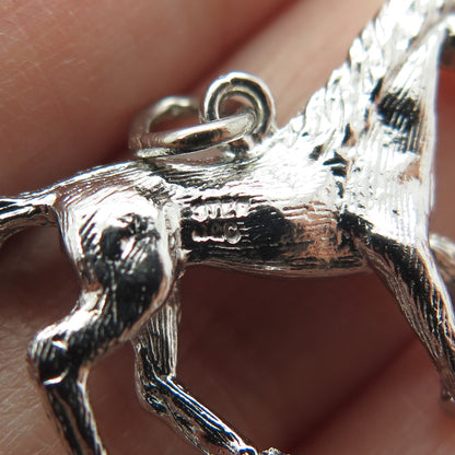 925 Sterling Silver Vintage Horse Textured 3D Pendant