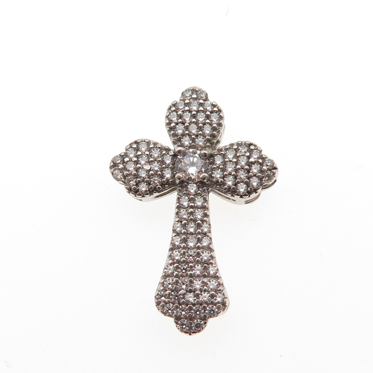 JCM Jacmel Mauritius 925 Sterling Silver Round-Cut C Z Cross Slide Charm Pendant