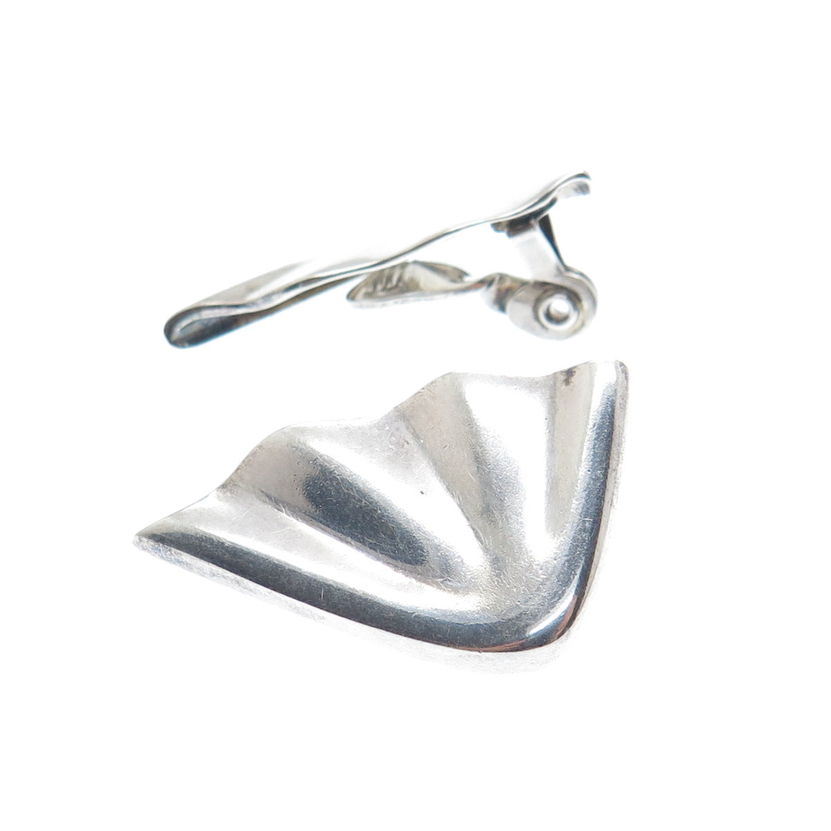 CIANI 925 Sterling Silver Vintage Modernist Wavy Clip On Earrings