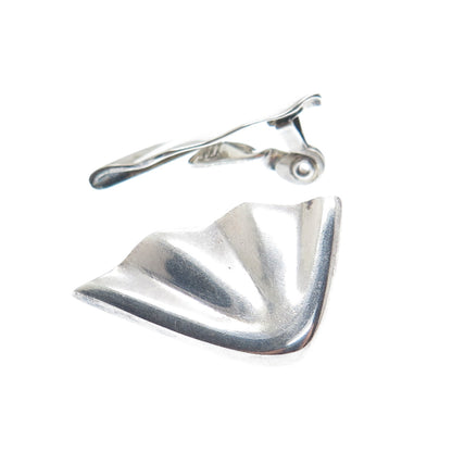CIANI 925 Sterling Silver Vintage Modernist Wavy Clip On Earrings