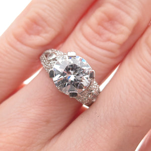 925 Sterling Silver Round-Cut C Z Engagement Ring Size 6