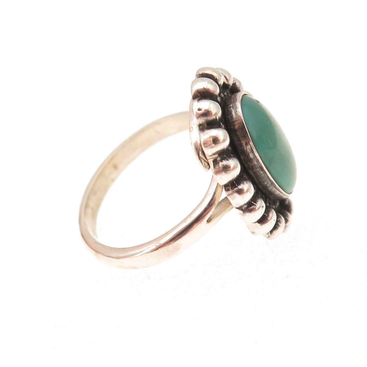 Old Pawn 925 Sterling Silver Vintage Southwestern Turquoise Beaded Ring Size 6
