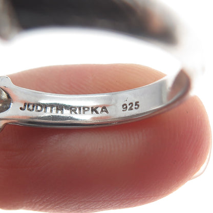 JUDITH RIPKA 925 Sterling Silver Round-Cut C Z Heart Charm Ring Size 10.25