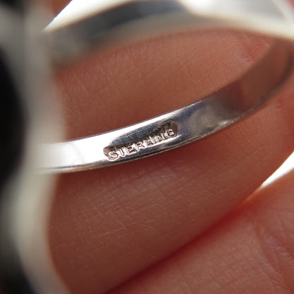 925 Sterling Silver Vintage Modernist Interlocked Oxidized Ring Size 6.5