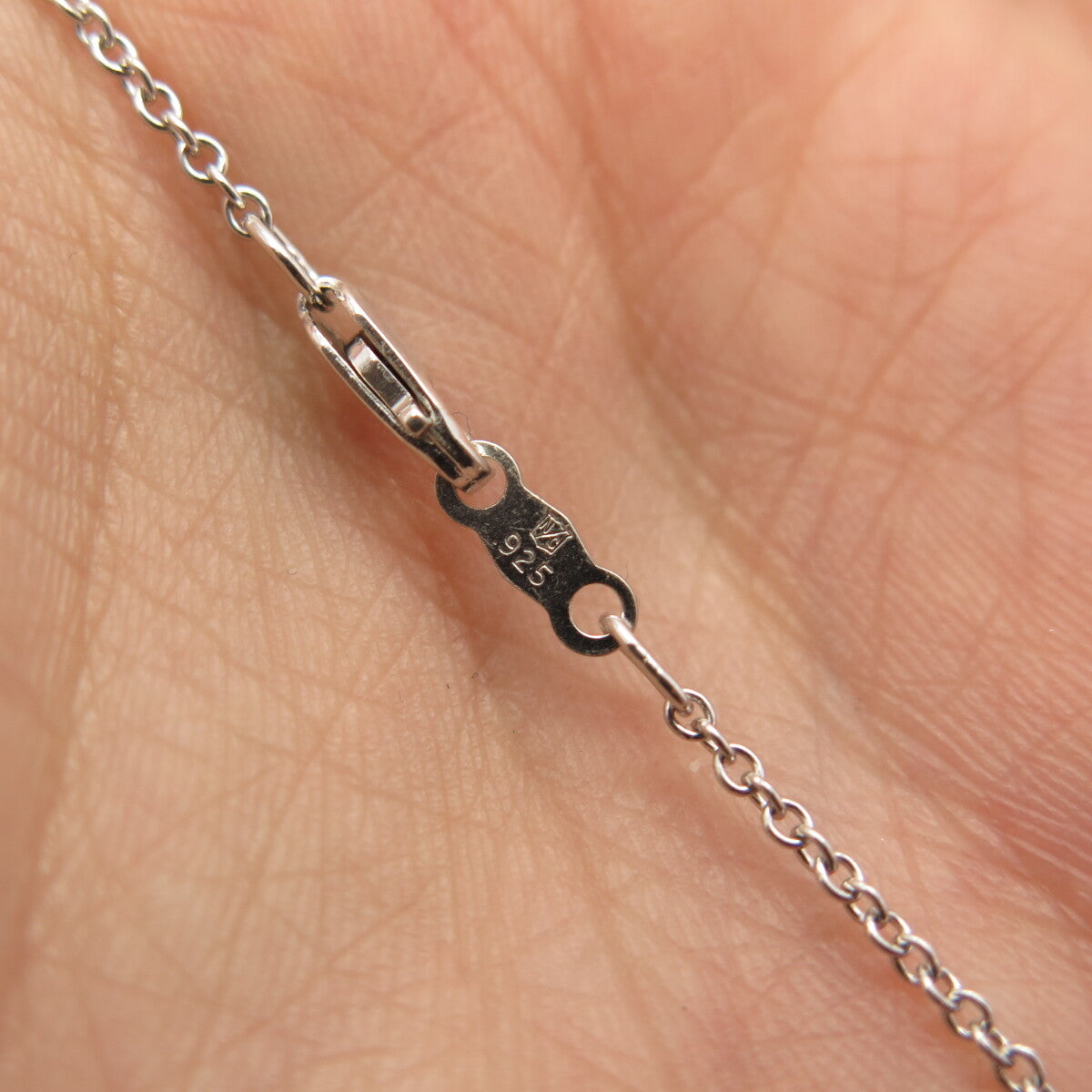 925 Sterling Silver National Chain Group White Diamond Rolo Chain Necklace 18"