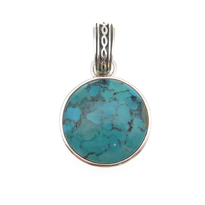Barse 925 Sterling Silver Vintage Real Cabochon Kingman Turquoise Pendant