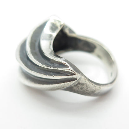 925 Sterling Silver Vintage Ribbed Ring Size 6.75