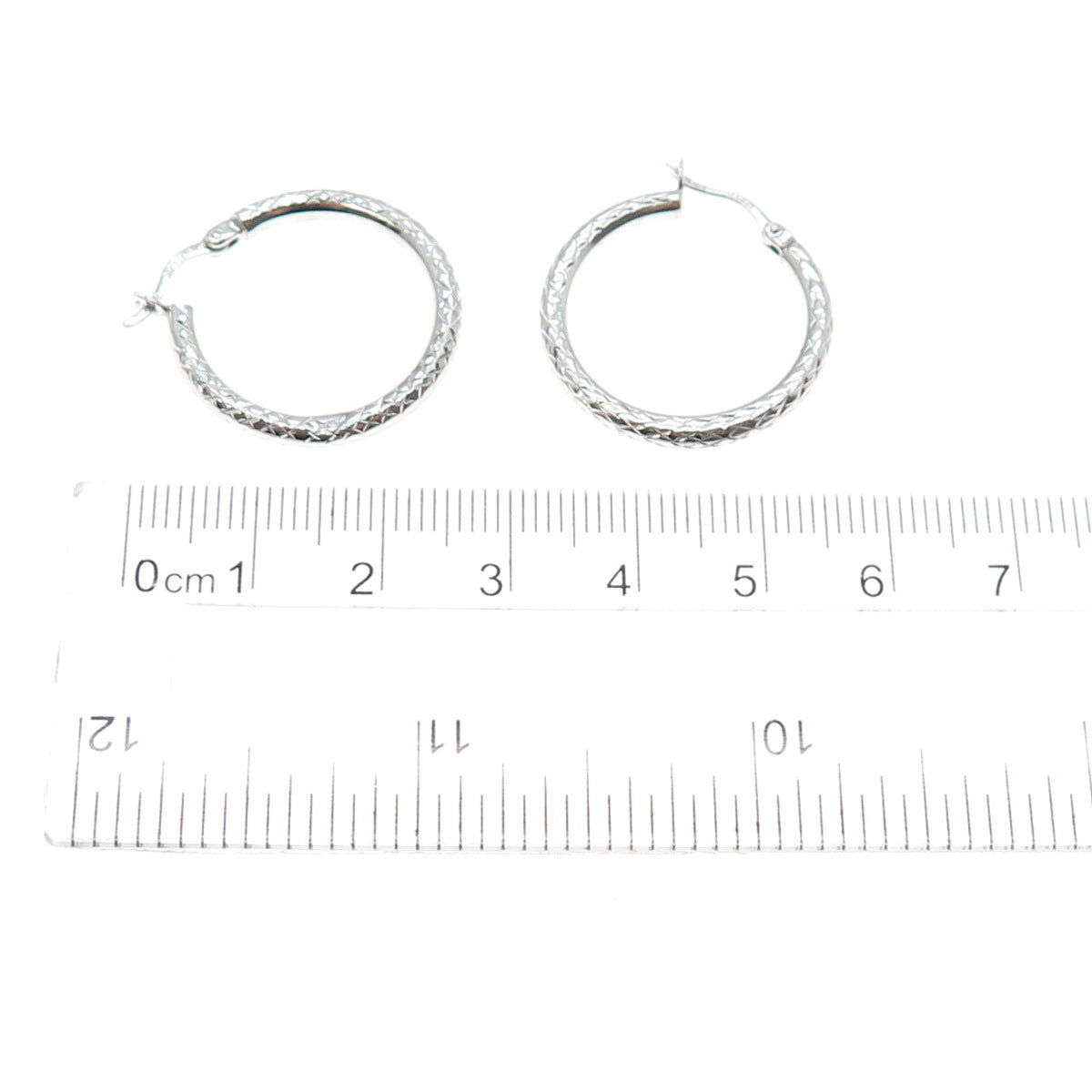 925 Sterling Silver Mesh Pattern Hoop Earrings