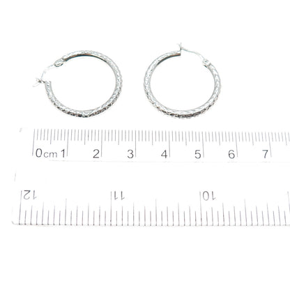 925 Sterling Silver Mesh Pattern Hoop Earrings