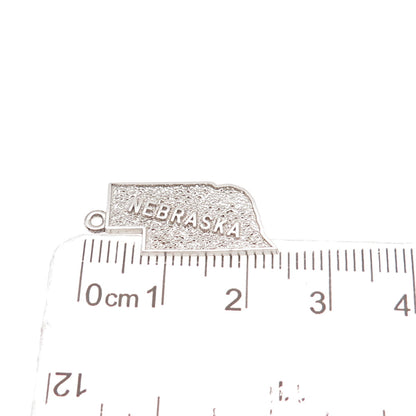 Rembrandt RQC 925 Sterling Silver Vintage Nebraska State Map Charm Pendant
