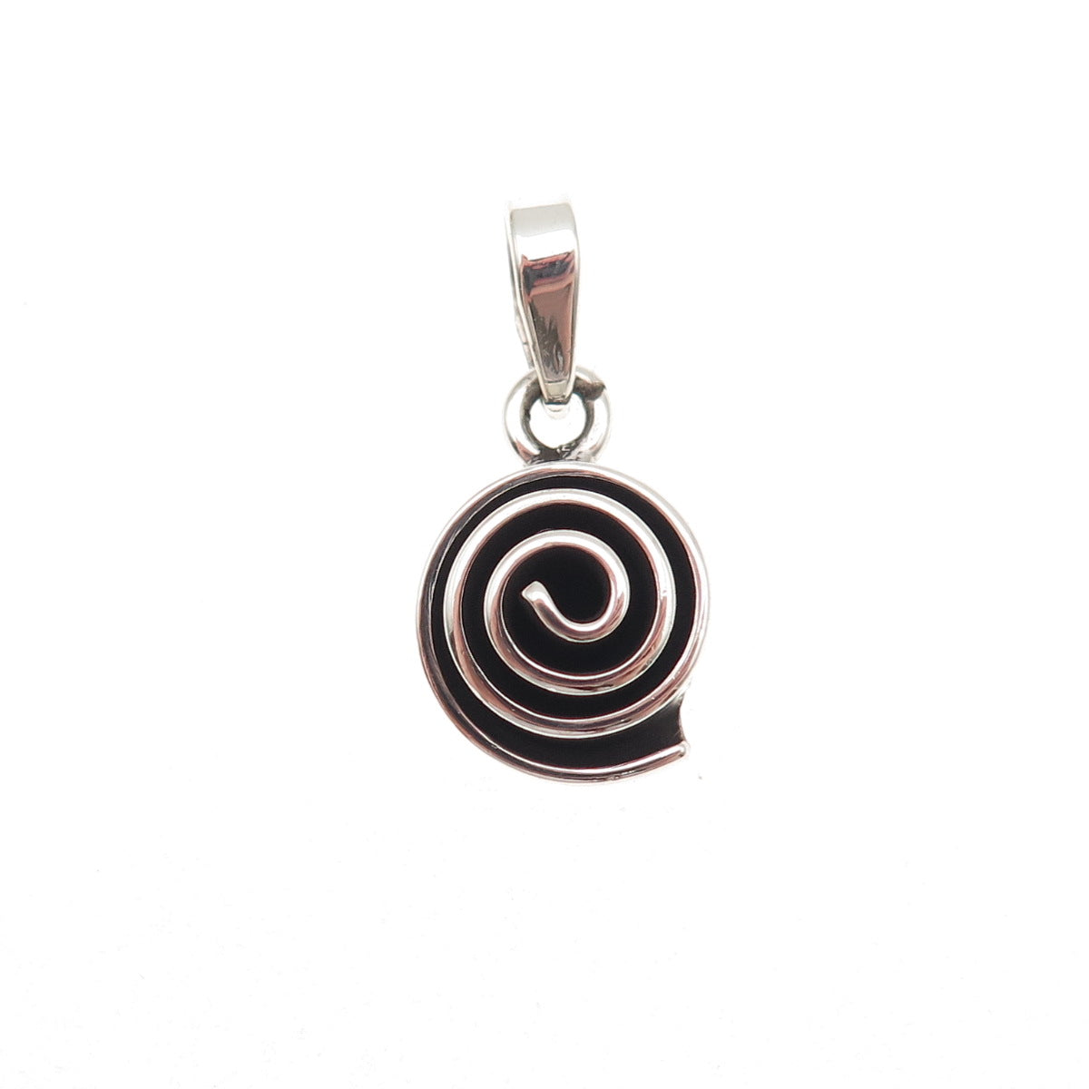 925 Sterling Silver Vintage Mexico Modernist Spiral Oxidized Charm Pendant