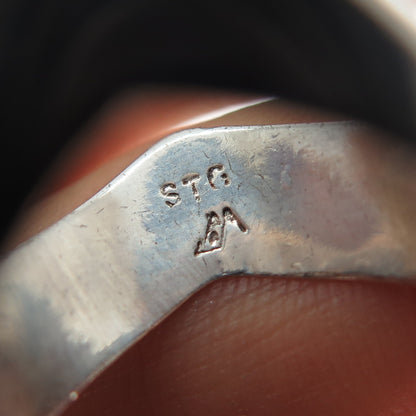 925 Sterling Silver Vintage Modernist Zig Zag Ring Size 7.75