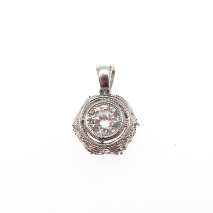 925 Sterling Silver Round-Cut C Z Mini Charm Pendant