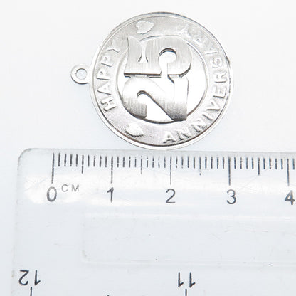 925 Sterling Silver Vintage M&M Happy 25th Anniversary Charm Pendant