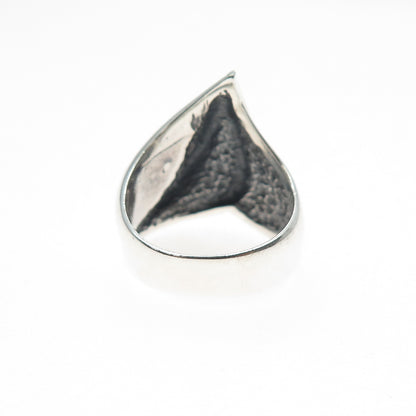 925 Sterling Silver Vintage Modernist Flame Ring Size 6.5