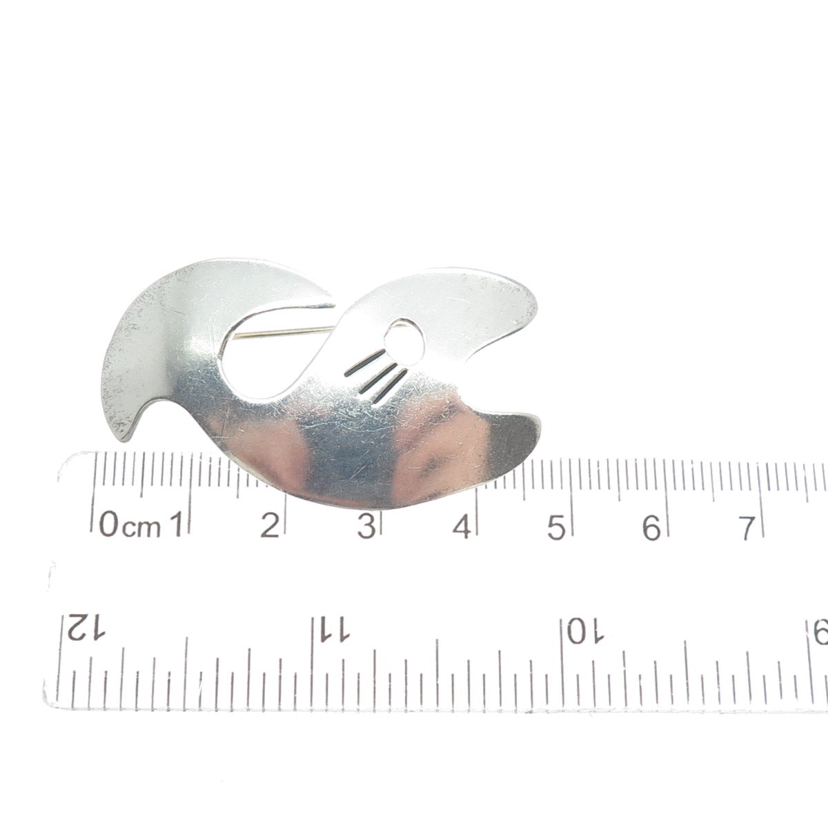 925 Sterling Silver Vintage Mexico Modernist Whale Pin Brooch