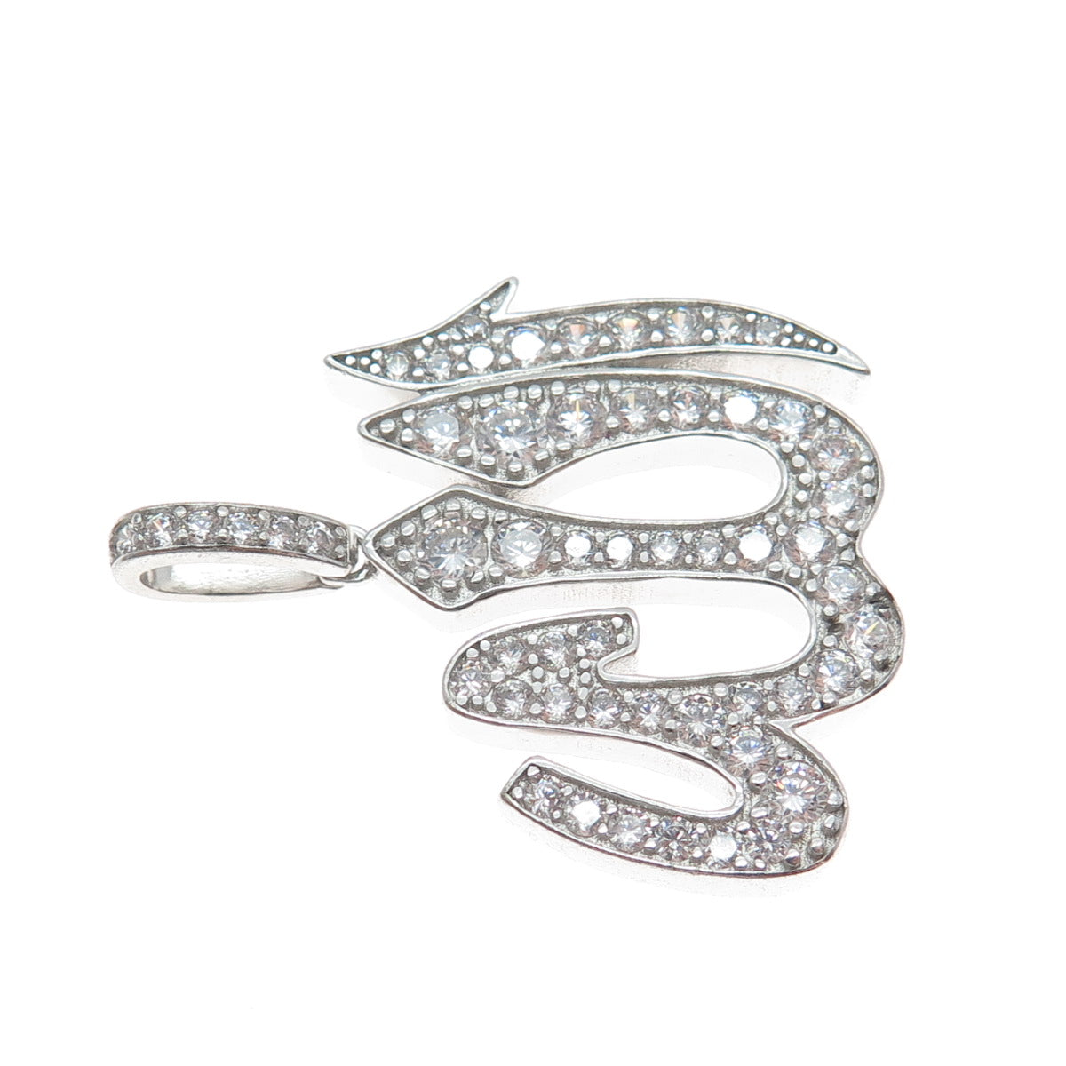 925 Sterling Silver C Z Muslims Allah Religious Sparkle Pendant