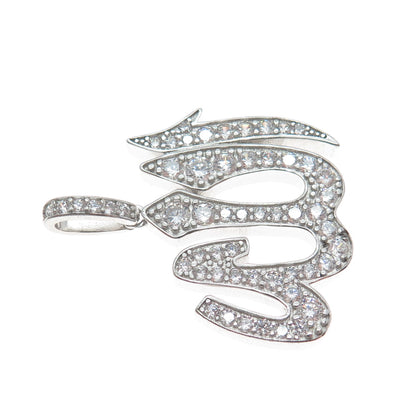 925 Sterling Silver C Z Muslims Allah Religious Sparkle Pendant