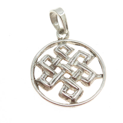 925 Sterling Silver Vintage Celtic Knot Round Charm Pendant