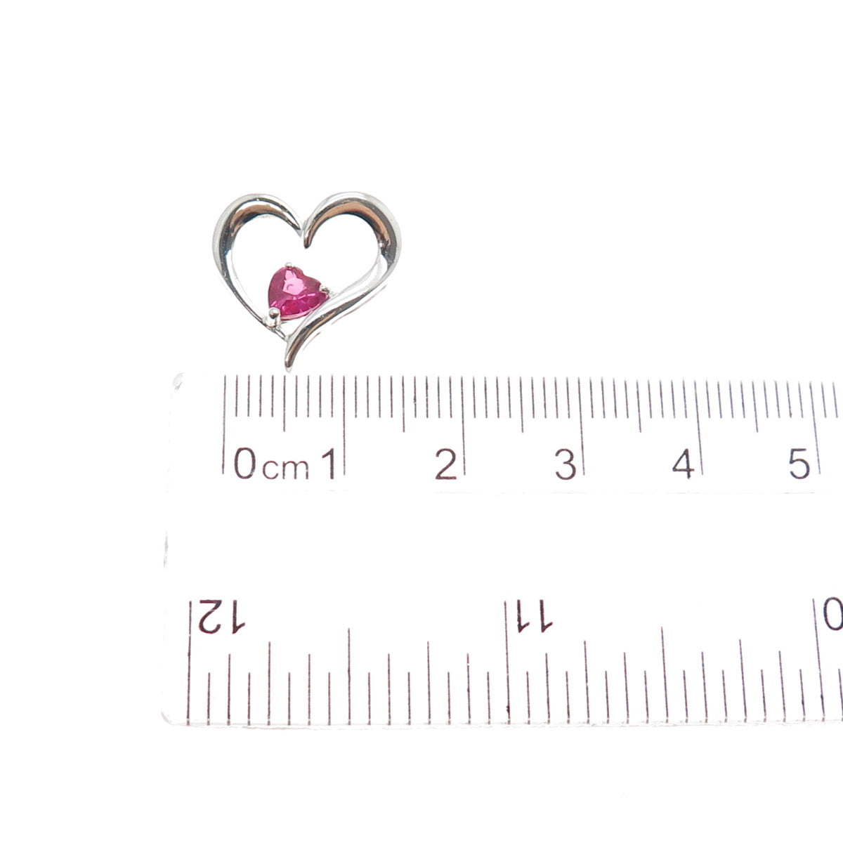 925 Sterling Silver Lab-Created Ruby Heart Mini Slide Charm Pendant