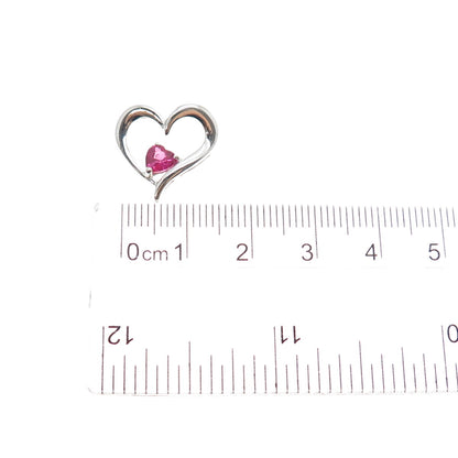 925 Sterling Silver Lab-Created Ruby Heart Mini Slide Charm Pendant