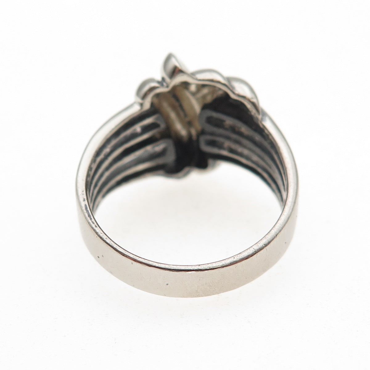 925 Sterling Silver Vintage Modernist Oxidized Ring Size 7