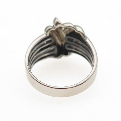 925 Sterling Silver Vintage Modernist Oxidized Ring Size 7