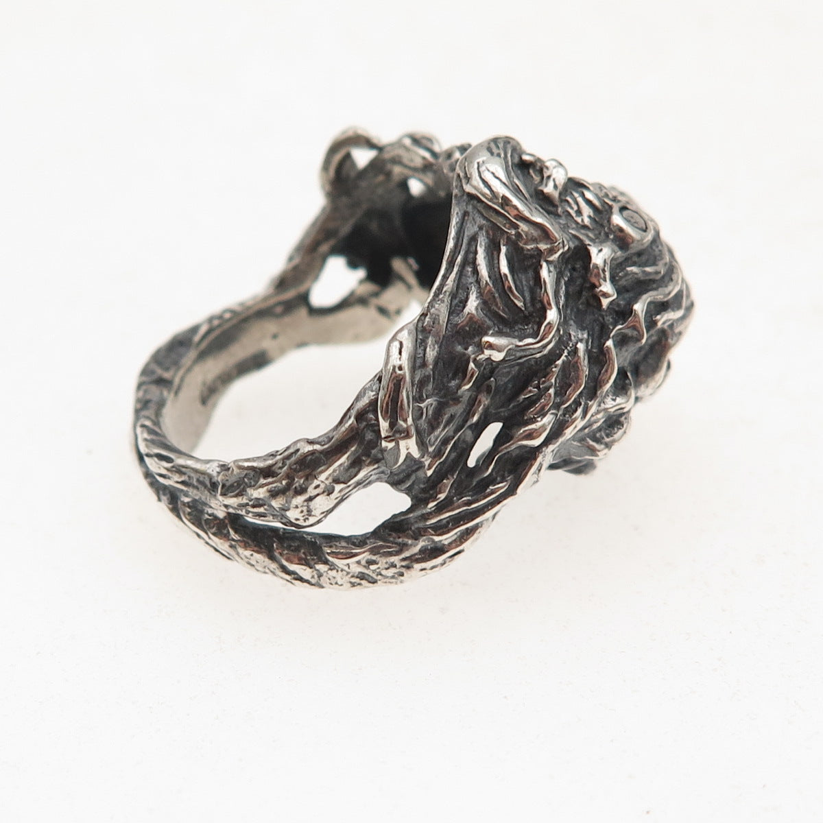 925 Sterling Silver Vintage Medusa Oxidized Ring Size 6