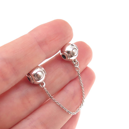 Pandora 925 Sterling Silver Signature Logo Safety Chain Slide Charm