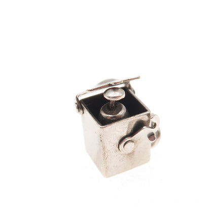 925 Sterling Silver Antique Art Deco Jack in the Box Oxidized Open Charm Pendant