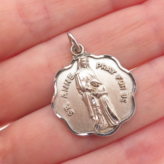 Creed 925 Sterling Silver Vintage Music 1965 St. Anne Oxidized Charm Pendant