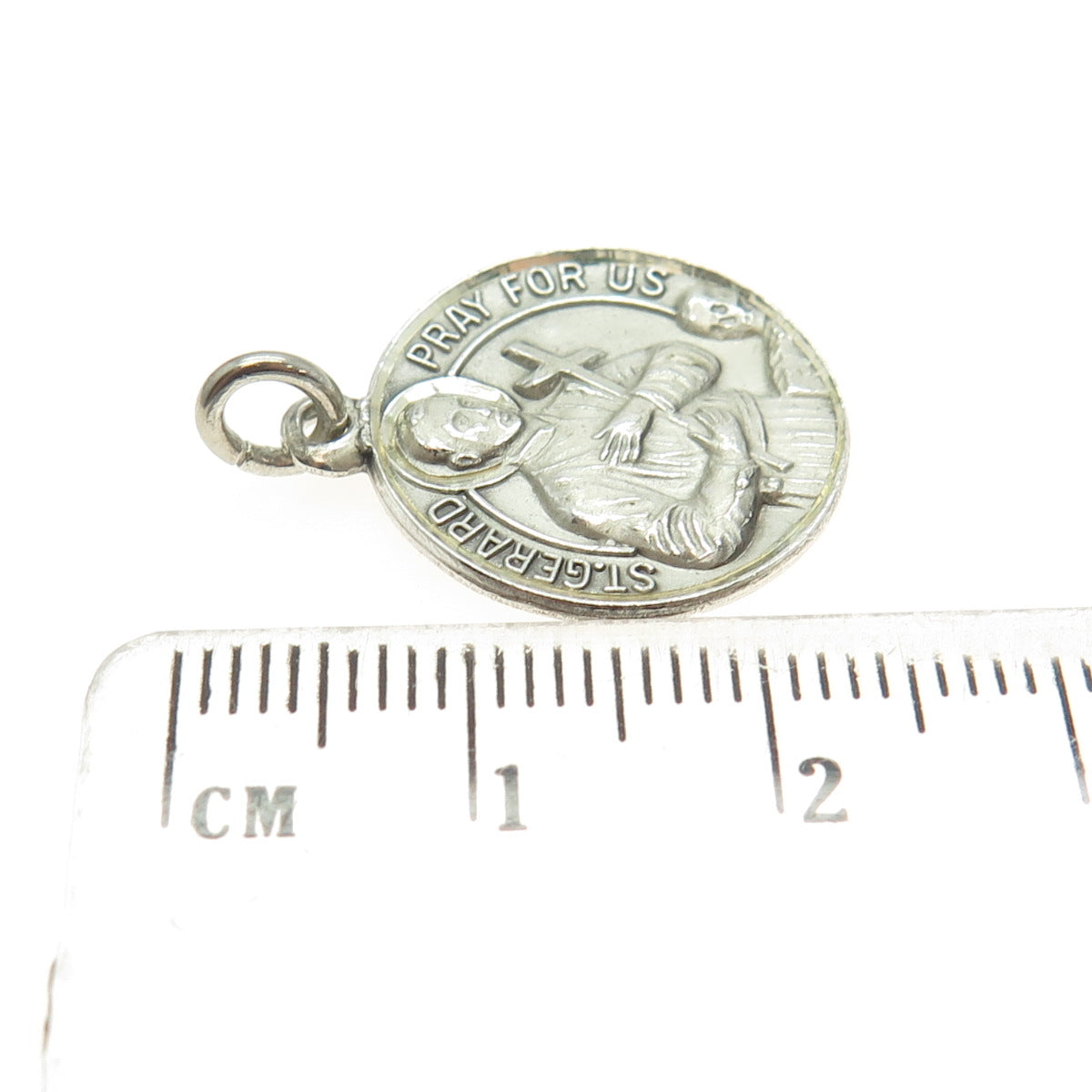 925 Sterling Silver Antique St. Gerard St. Mary & Baby Jesus Religious Pendant