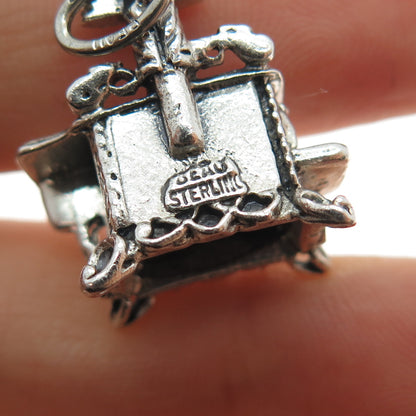 BEAU Sterling Silver Vintage Old Cast Iron Stove Oxidized Mini 3D Charm Pendant