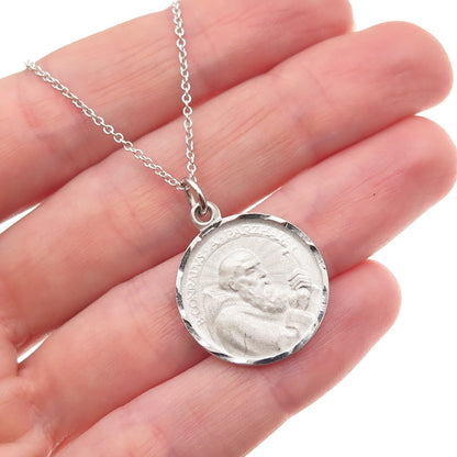 925 Sterling Silver Vintage St. Conrad & St. John Eudes Cable Chain Necklace 18"