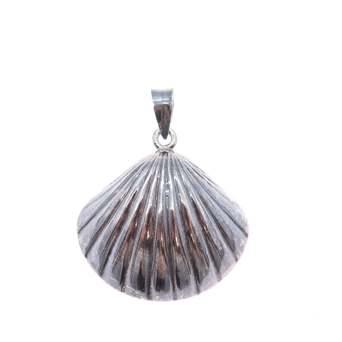 925 Sterling Silver Vintage Seashell Oxidized Charm Pendant