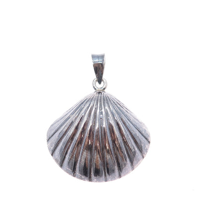 925 Sterling Silver Vintage Seashell Oxidized Charm Pendant
