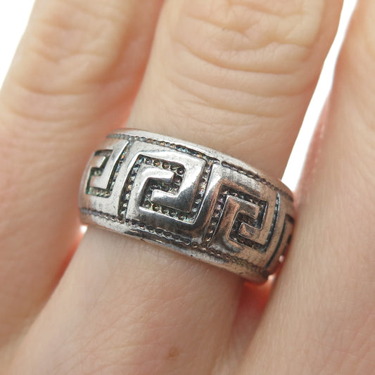 MILOR 925 Sterling Silver Vintage Italy Greek Maze Oxidized Band Ring Size 5.25