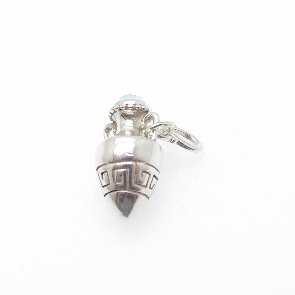 KABANA Sterling Silver Vintage Blue Glass Tribal Vase Minimalist Charm Pendant