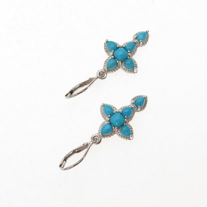 Chuck Clemency 925 Sterling Sleeping Beauty Turquoise White Topaz Cross Earrings