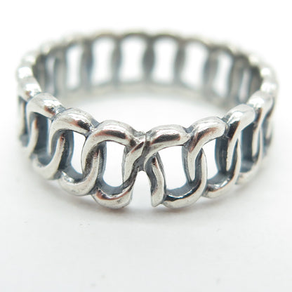 925 Sterling Silver Vintage Interlocked Rolo Link Band Ring Size 6.25