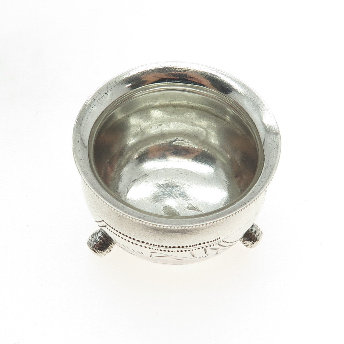 84 Silver Antique European Engraved Individual Salt Cellar