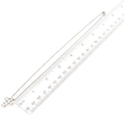 925 Sterling Silver Italy Asscher-Cut C Z Cross Rolo Chain Necklace 16"