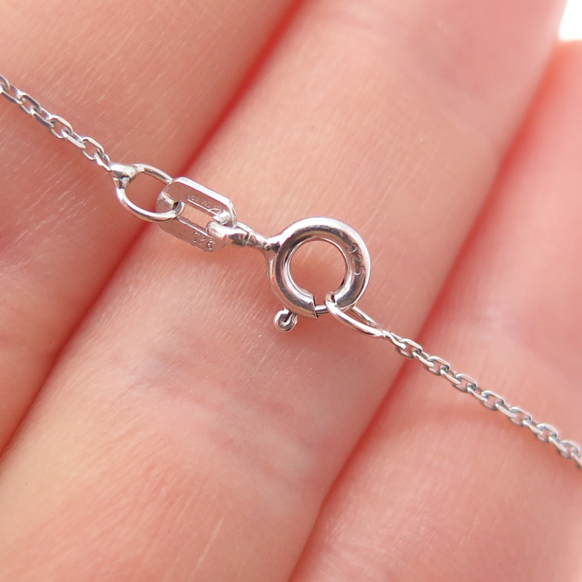 925 Sterling Silver Italy Real Diamond Circle of Life Cable Chain Necklace 16"