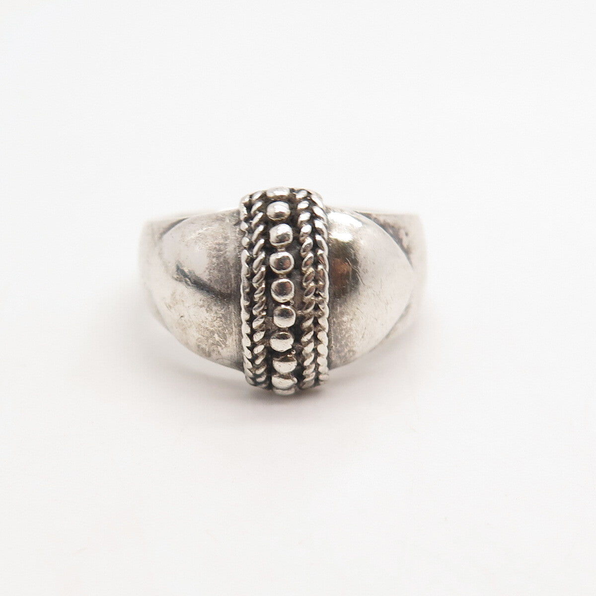 925 Sterling Silver Vintage Beaded Ring Size 5.75